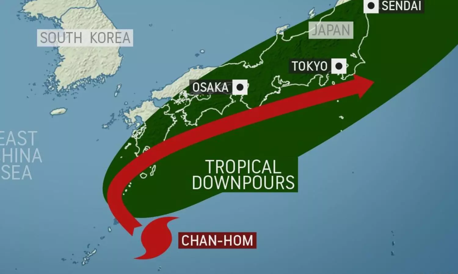 Typhoon off southern Japan with heavy rain forecast nationwide