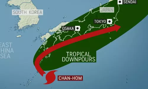 Typhoon off southern Japan with heavy rain forecast nationwide