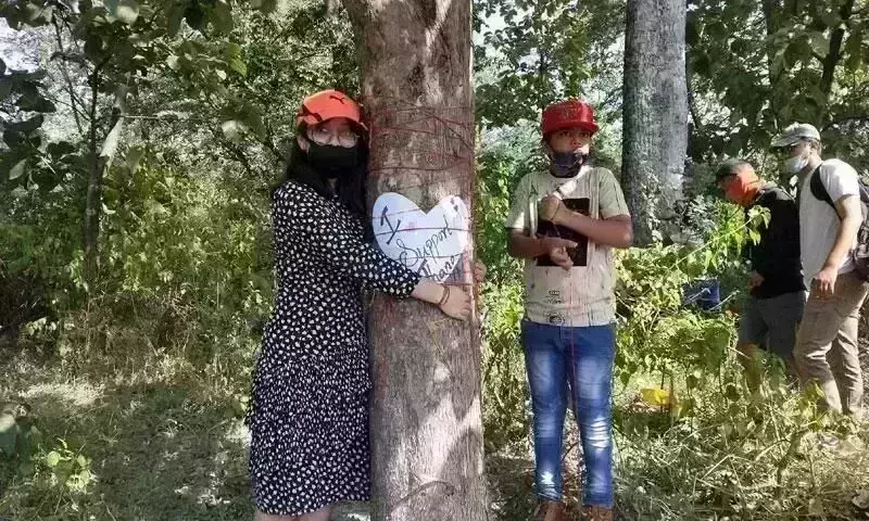 Hugging Trees, People protest against expansion of Dehradun Airport