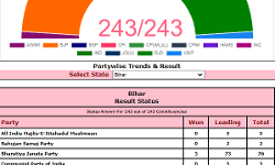 Election Commission declares results for 9 out of the total 243 seats