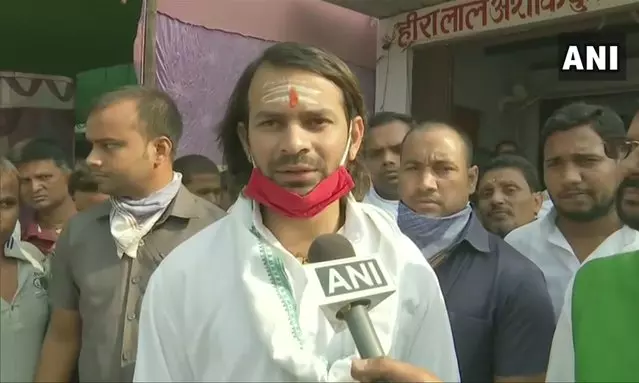 RJDs Tej Pratap Yadav leading from Hasanpur assembly seat