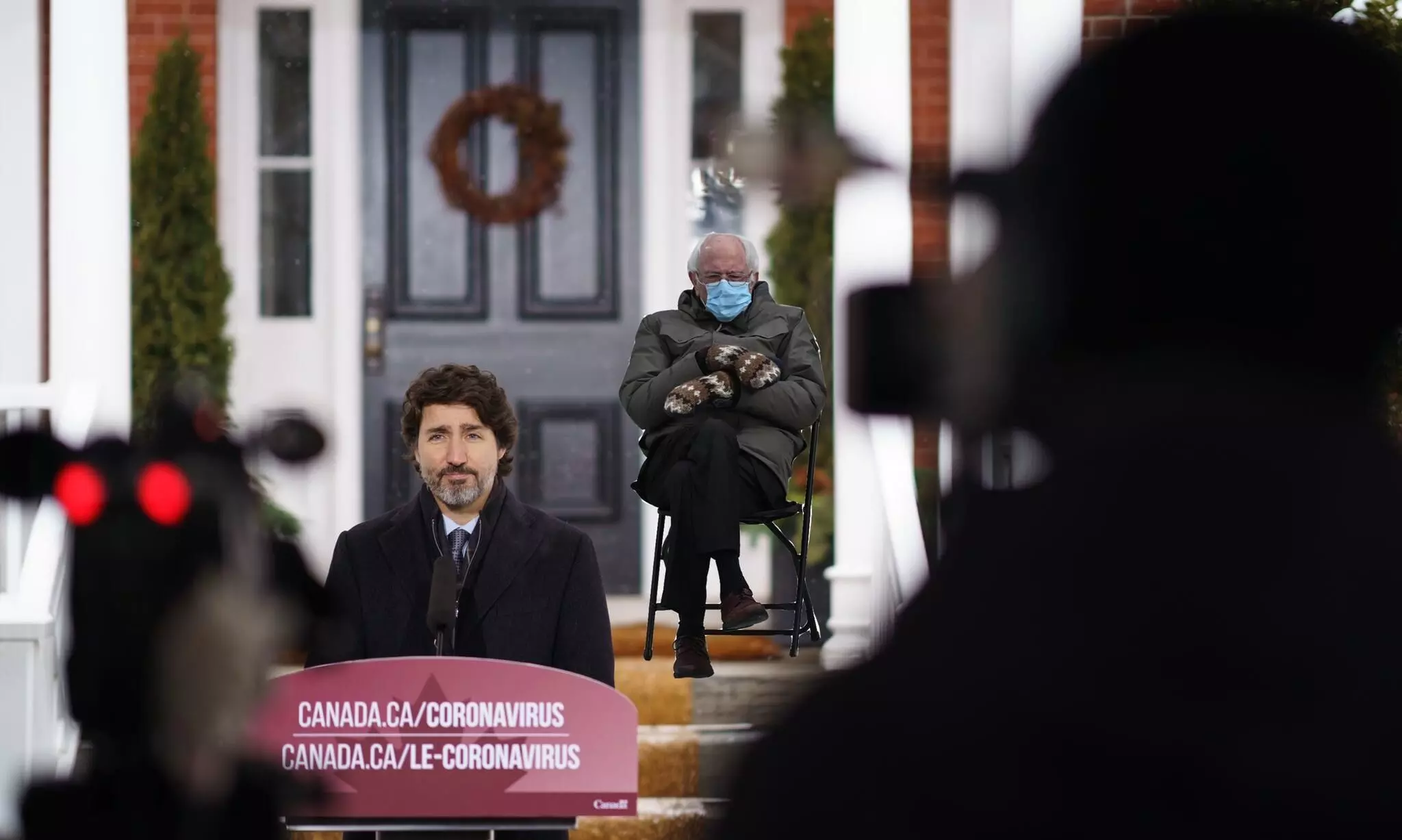 Justin Trudeau uses Bernie Sanders meme to encourage Canadians to stay home
