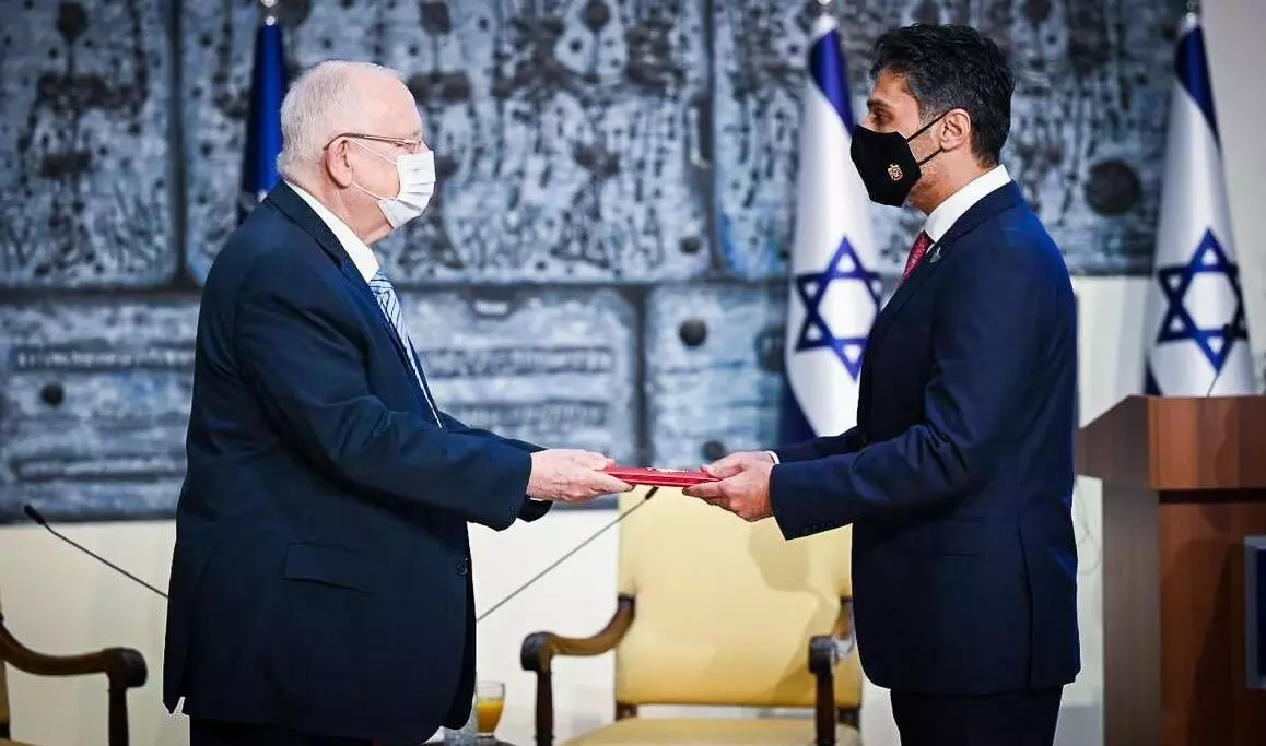 UAE Ambassador Mohamed Al Khaja presents credentials to Israeli President Rivlin