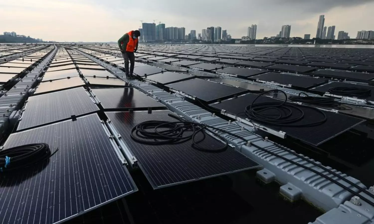 Singapore builds floating solar farm at sea to tackle climate crisis