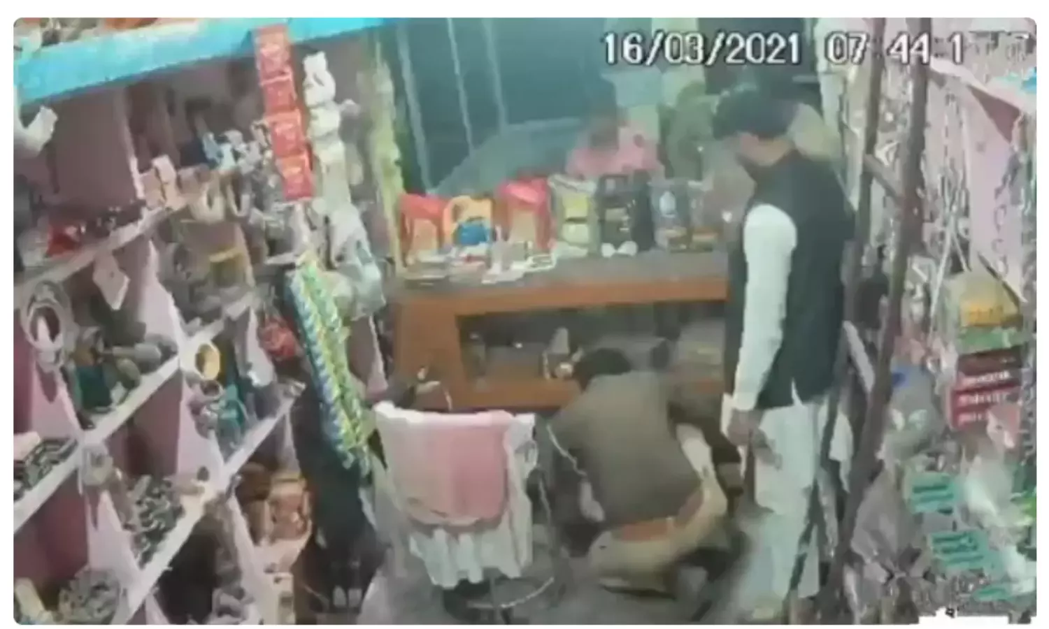 UP cop caught on camera planting firearm in Muslim vendors shop