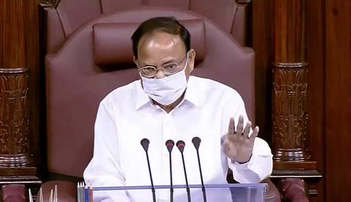 Sacredness of House destroyed: Vice-President Naidu breaks down