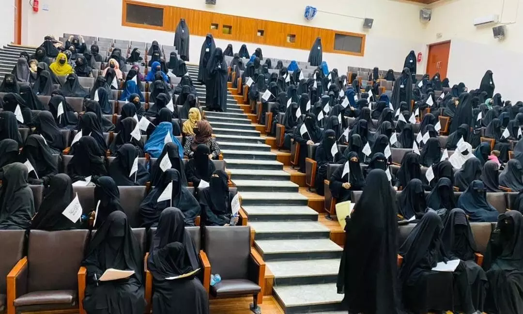 Kabul sees veiled female students rally in support of Taliban