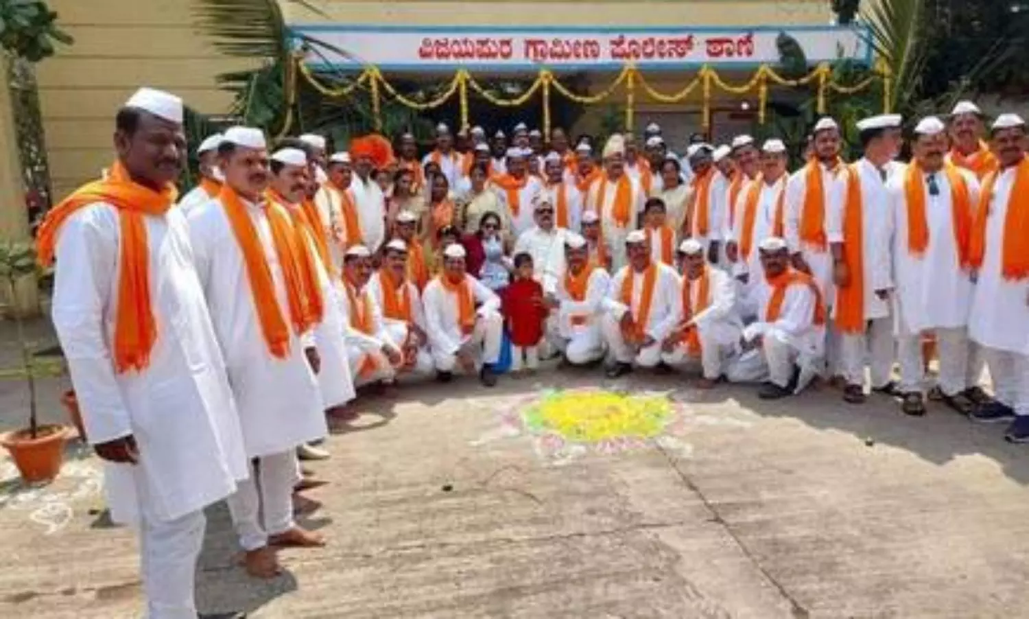 Photographs of Karnataka police clad in saffron attire sparks political row