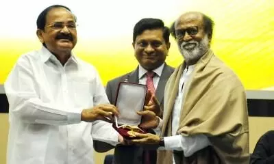 Vice President Venkaiah Naidu honours Rajinikanth with Dadasaheb Phalke Award