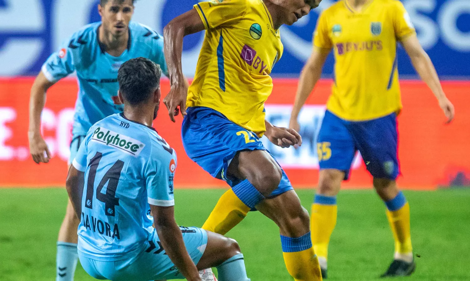 Kerala Blasters on the top of table after defeating Hyderabad.