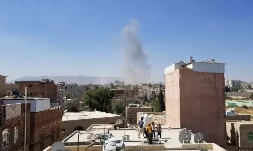 Saudi-led coalition launches airstrikes in military camp at Yemens Sanaa