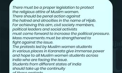 Women leaders and social activists in Kerala release statement against hijab ban