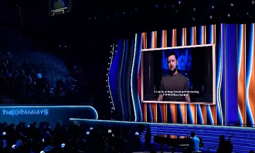 Zelensky tells Grammys to fill deadly silence with music