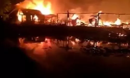 Seven houseboats gutted after a massive blaze at Srinagars Nigeen lake