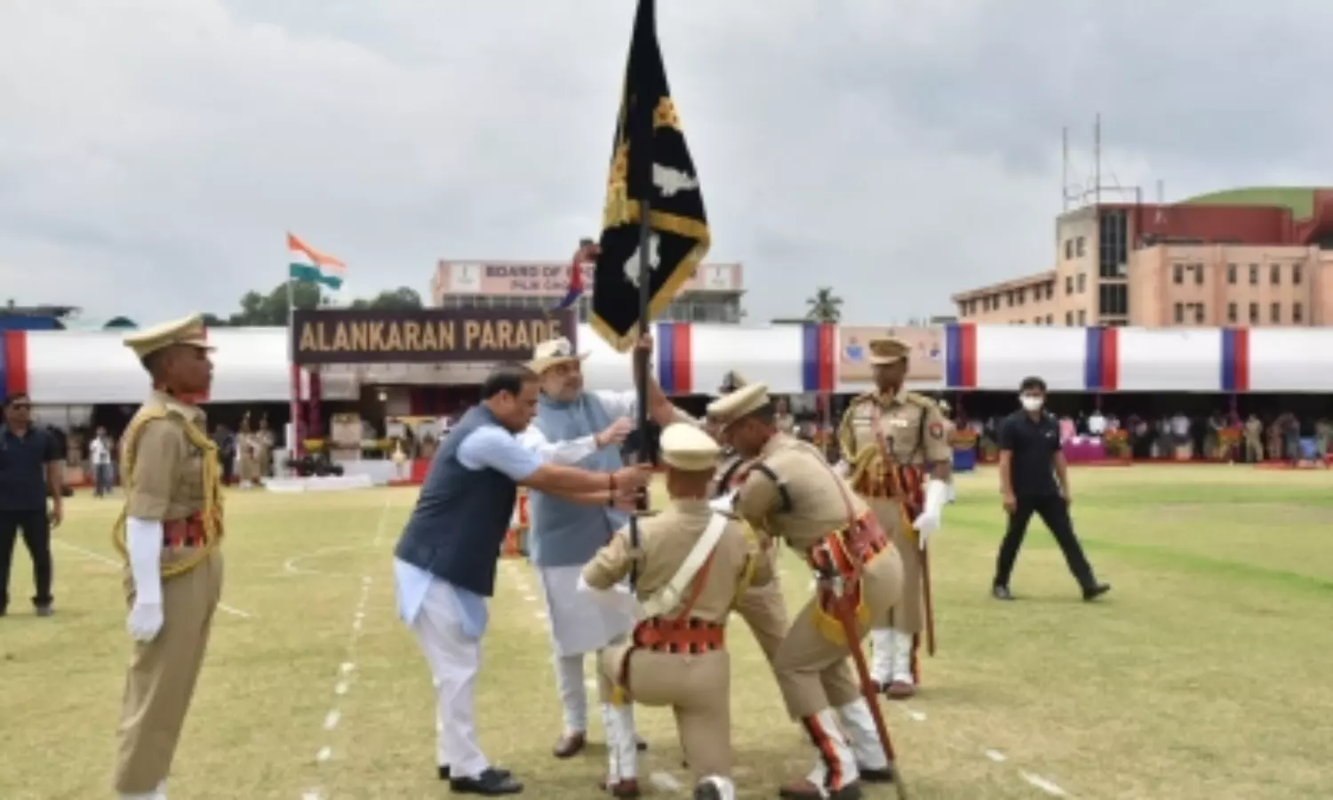 Home Minister presents Presidents Colour to Assam Police