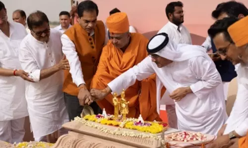 Stone laid for BAPS Hindu Mandir in Abu Dhabi