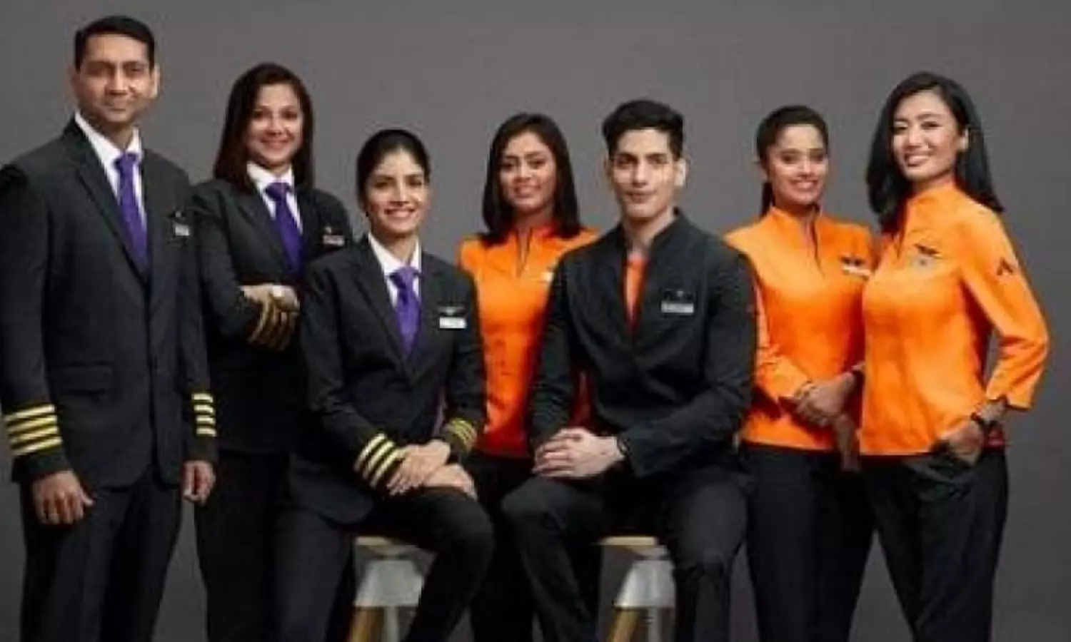 Uniform fabric of Akasa Airs crew made from pet bottle plastic found in marine waste