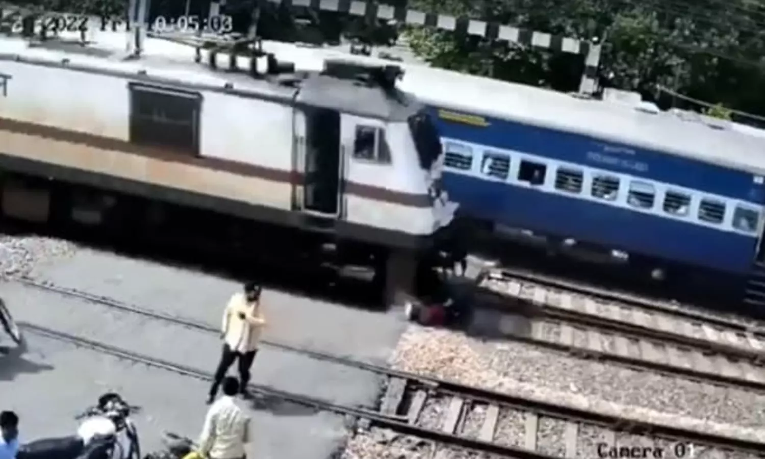Man had a narrow escape as a speeding train crushed his bike
