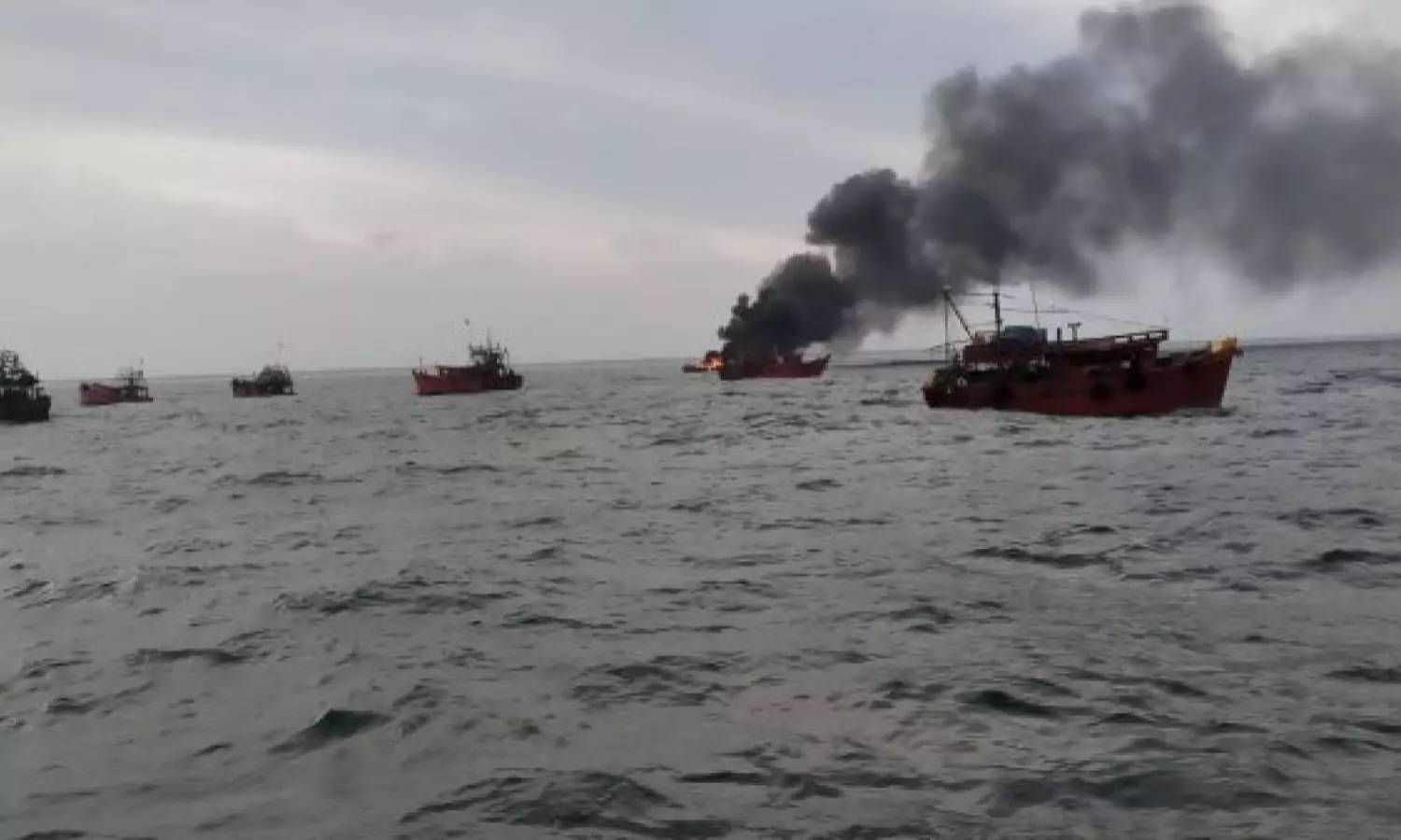10 fishermen had a narrow escape mid-sea after boat caught fire off Odisha coast