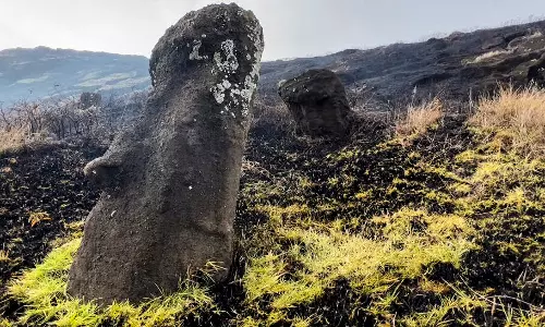 Moai statues in Easter Island destroyed in a fire, Damage irreparable