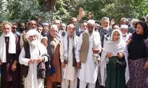 Retired Afghan government employees protest against non-payment of pensions