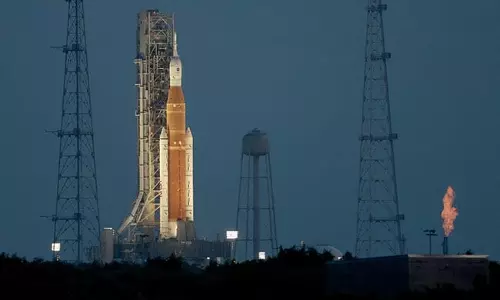 Tropical weather delays launch of NASA Moon rocket again