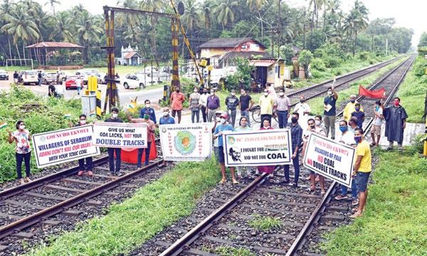 Villagers protest against doubling of railway tracks in Goa