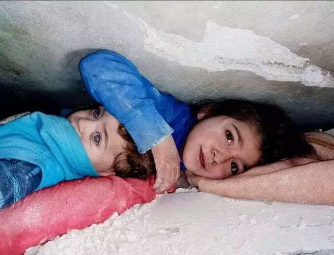 Turkey earthquake: Heartbreaking picture of a 7-year-old shielding her brother under rubble in Syria goes viral