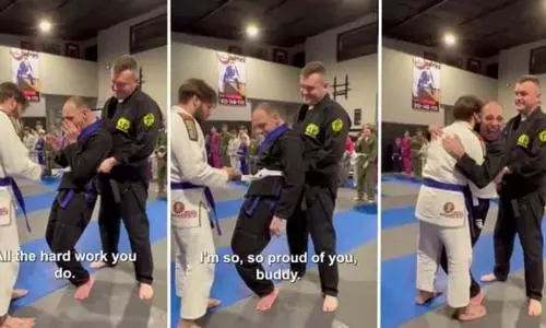 Man with cerebral palsy earns stripe in martial arts, melts hearts online
