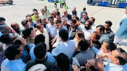 Congress protests at Delhi airport as Pawan Khera deboarded from Raipur bound flight