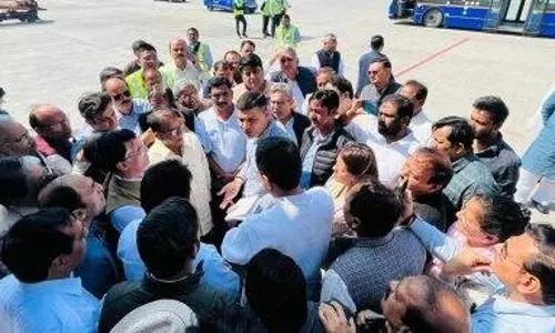 Congress protests at Delhi airport as Pawan Khera deboarded from Raipur bound flight