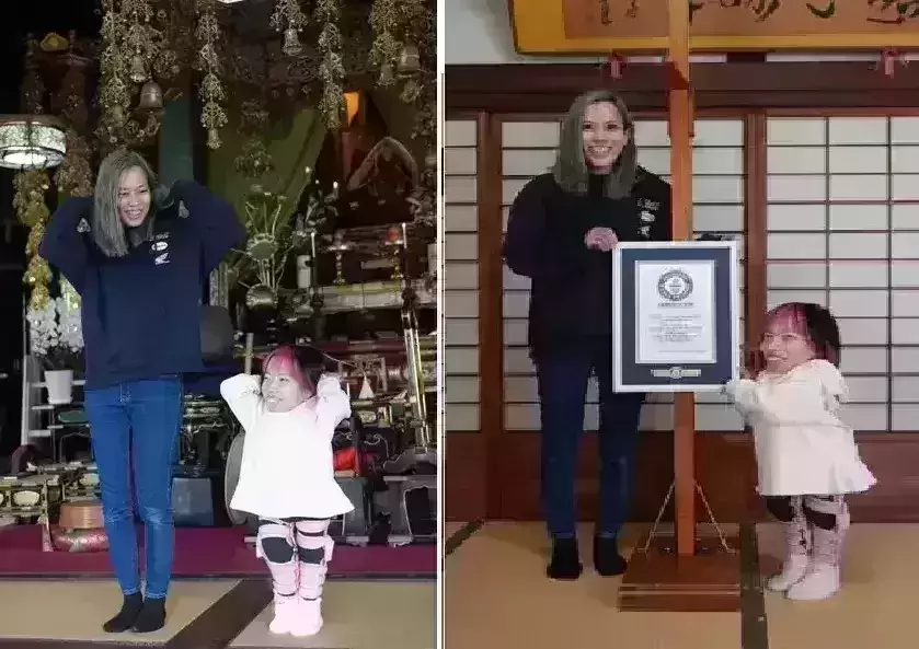 Twin sisters with 2.5 feet height difference set Guinness records