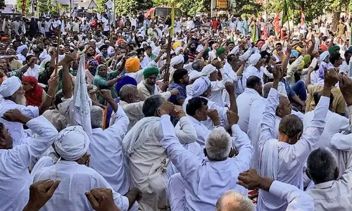 Sarpanches in Harayana protests against govts e-tender policy