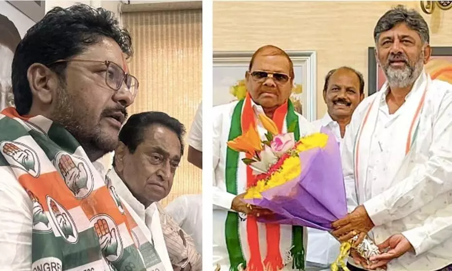 2 BJP leaders quit & join Congress in poll due MP & Karnataka