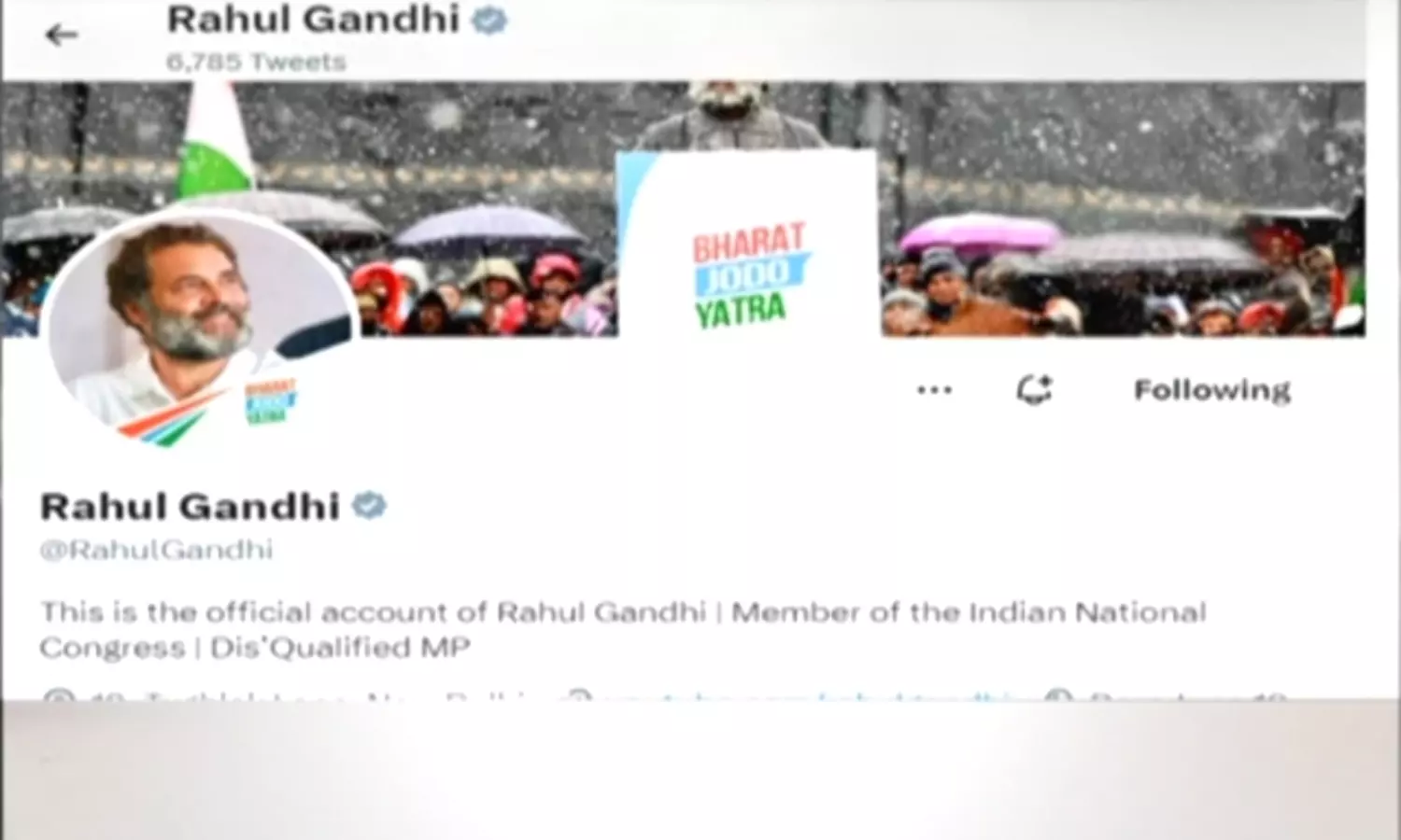 Rahul Gandhi modifies Twitter bio after his disqualification from Parliament