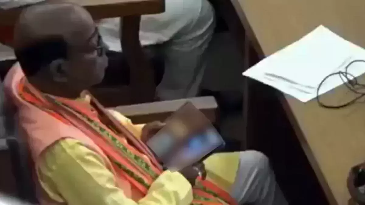 BJP MLA caught on camera watching porn during Assembly session in Tripura