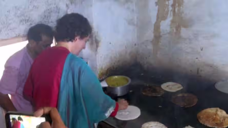 Priyanka Gandhi learns the ropes of dosa-making during campaign break