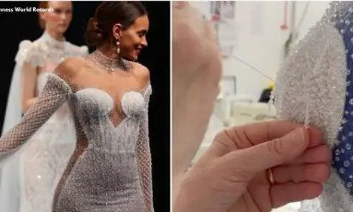 Wedding gown with more than 50,000 crystals sets new Guinness World Records