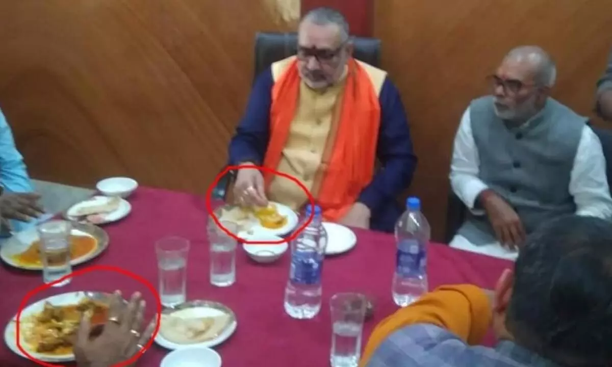 Photos of BJP leaders eating meat, wearing skullcaps released by JD-U leaders