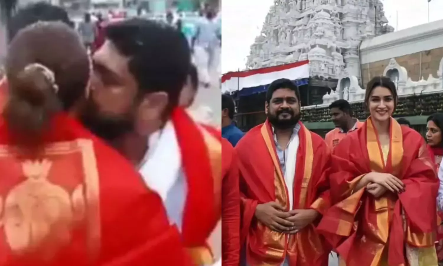 Adipurush director Om Raut courts controversy after he kisses Kriti Sanon at Tirupati temple