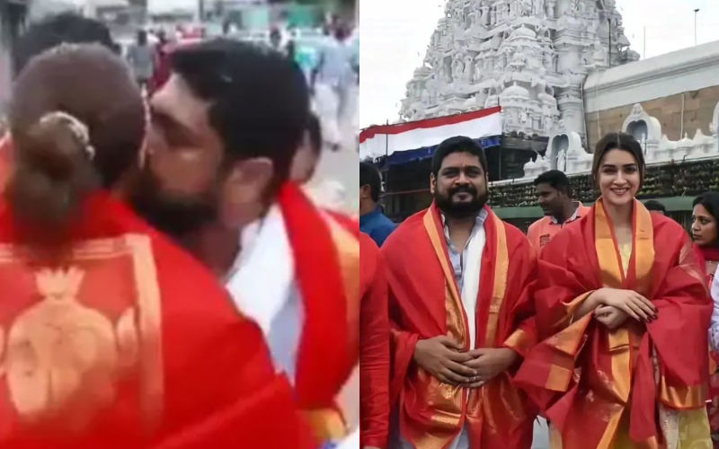 Adipurush director Om Raut courts controversy after he kisses Kriti Sanon at Tirupati temple