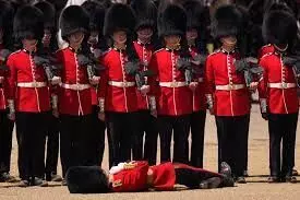 British soldiers attending parade in scorching heat faint in front Prince William