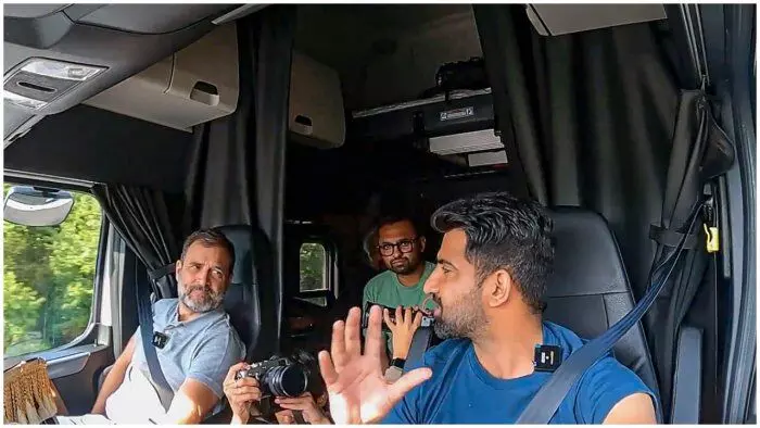 Rahul Gandhi takes another truck journey, this time in US