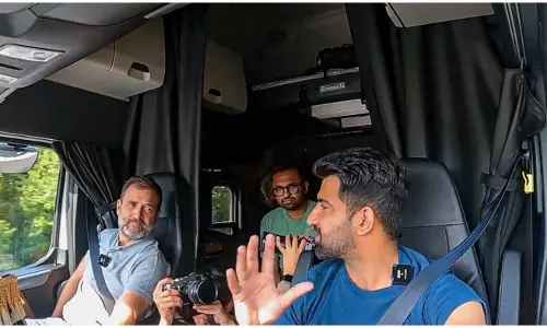 Rahul Gandhi takes another truck journey, this time in US