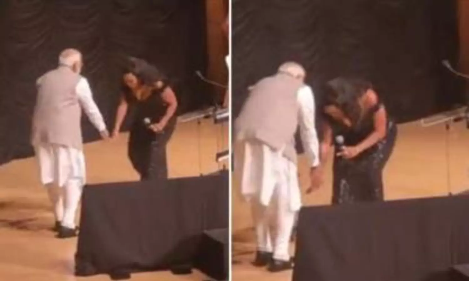 American singer Mary Millben sings India’s national anthem; touches PM Modi’s feet