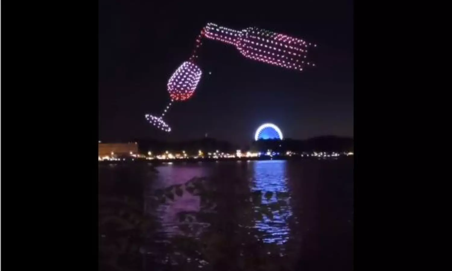 Drones create wine pouring illusion in the sky at Bordeaux Wine Festival
