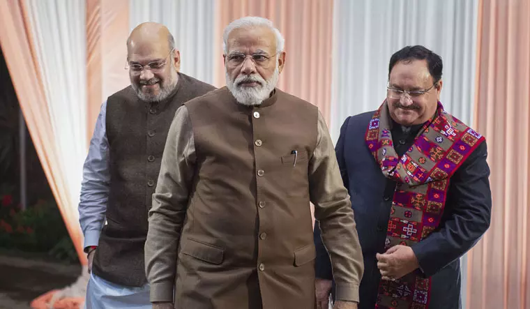 Amit Shah, Nadda, Santhosh meet PM Modi ahead of reshuffle in govt and party Amit Shah, Nadda, Santhosh meet PM Modi ahead of reshuffle in govt and party