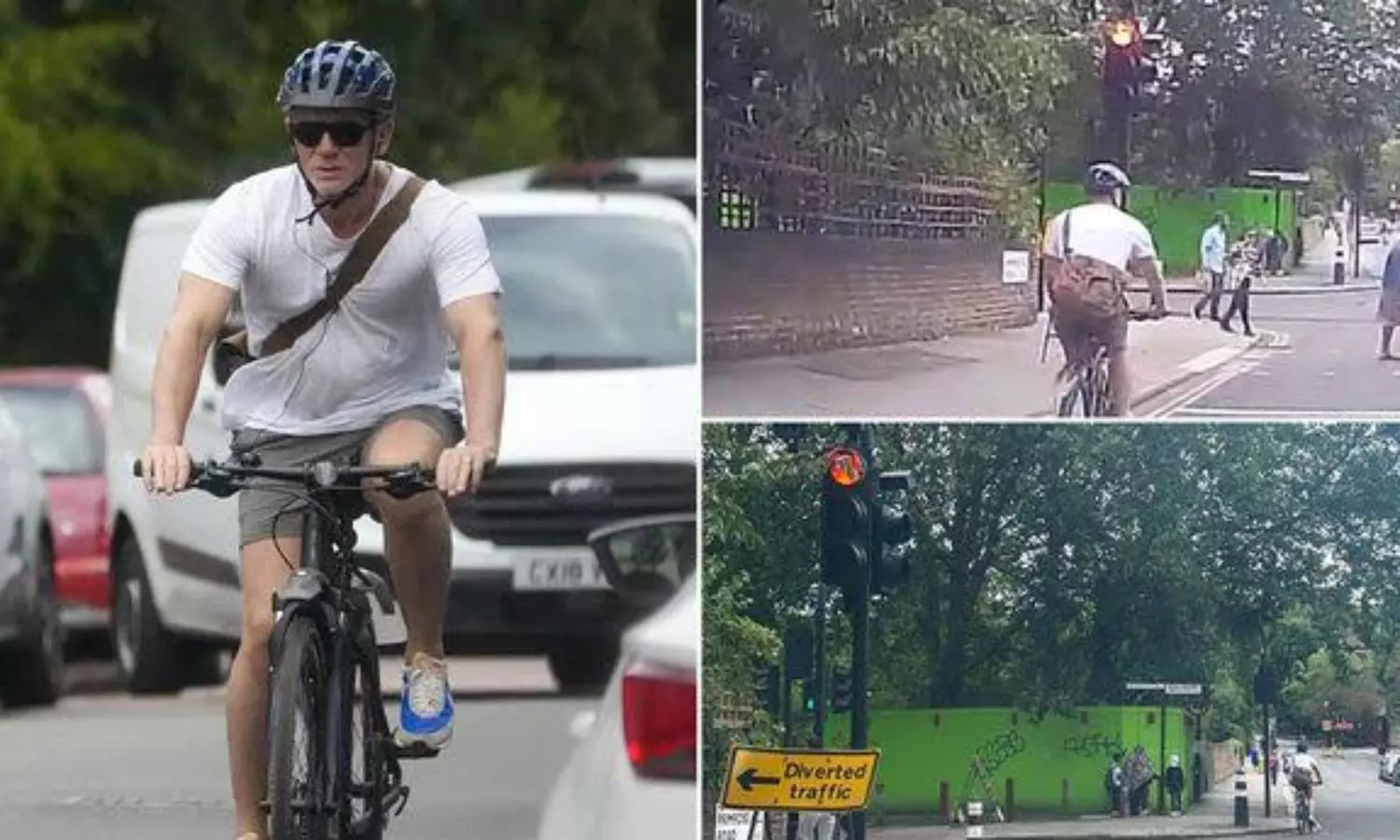 Daniel Craig seen skipping red traffic light while cycling in London