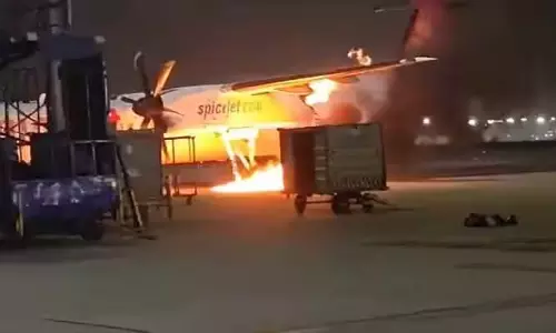 SpiceJet aircraft catches fire at Delhi airport