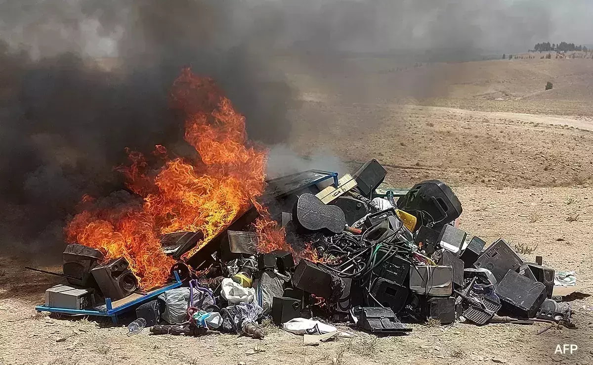 Taliban officials set musical instruments ablaze in Afghanistan, cites immorality Taliban officials set musical instruments ablaze in Afghanistan, cites immorality